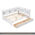thumbnail image 6 of Full Size L-shaped Bookcases Bed with Power Outlets, USB Charging Ports,Two Drawers,Whtie, 6 of 13
