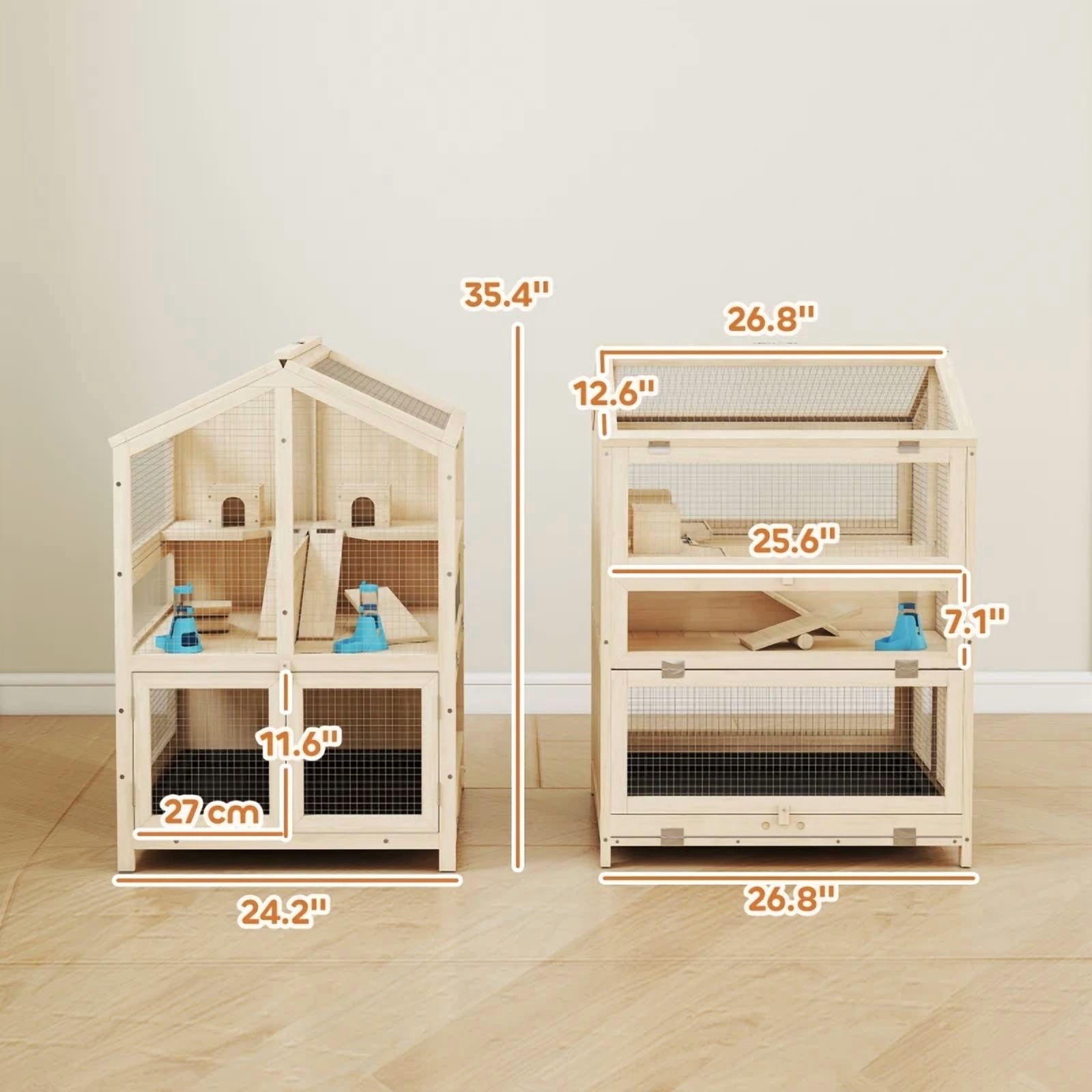 Small Animals Cage,3 Tier Pet Cage,Wooden Hamster Cage