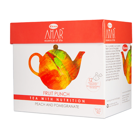 Fruit Punch Peach & Pomegranate, Pyramid Teabags, 12 Ct