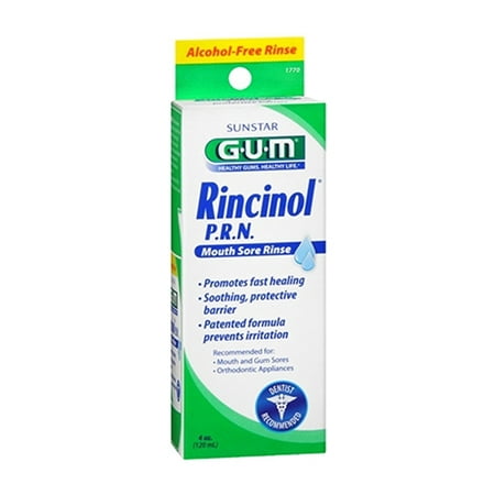 Butler G-U-M Rincinol P.R.N Oral Rinse, Canker Sore Pain Reliver 1770R, 4 Oz, 2