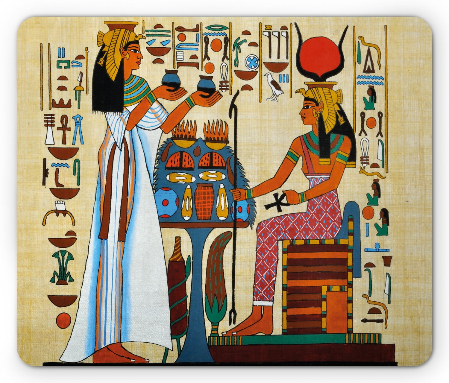 Retro Mouse Pad, Papyrus Design with Elements of Ancient Egyptian