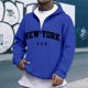 thumbnail image 1 of MHFRRA Sudadera con Capucha y Cremallera de Un Cuarto con Estampado de Letras, Suave y de Cobertura Total, Cómoda y Casual, Ideal para Uso Diario y Actividades Al Aire Libre Azul, 1 of 3