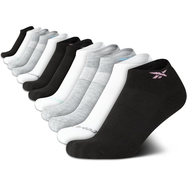 Calcetines Reebok para mujer, corte bajo, 12 pares, acolchados, invisibles
