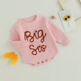 thumbnail image 3 of Okbabeha Toddler Baby Girl Chunky Sweater Romper Onesie Knit Big/Lil Sis Embroidered Sweatshirt Sister Matching Outfit, 3 of 7