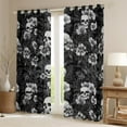 thumbnail image 2 of Castle Fairy Halloween Skull Blackout Curtains Set of 2 (52x84 Each),Gothic Style Window Curtains,Chic Flower Curtains and Drapes,Microfiber Teenager Bedroom Decor, 2 of 6
