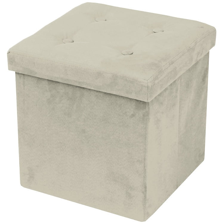 Sorbus Faux Suede Storage Ottoman Cube/Foldable/Collapsible with Button