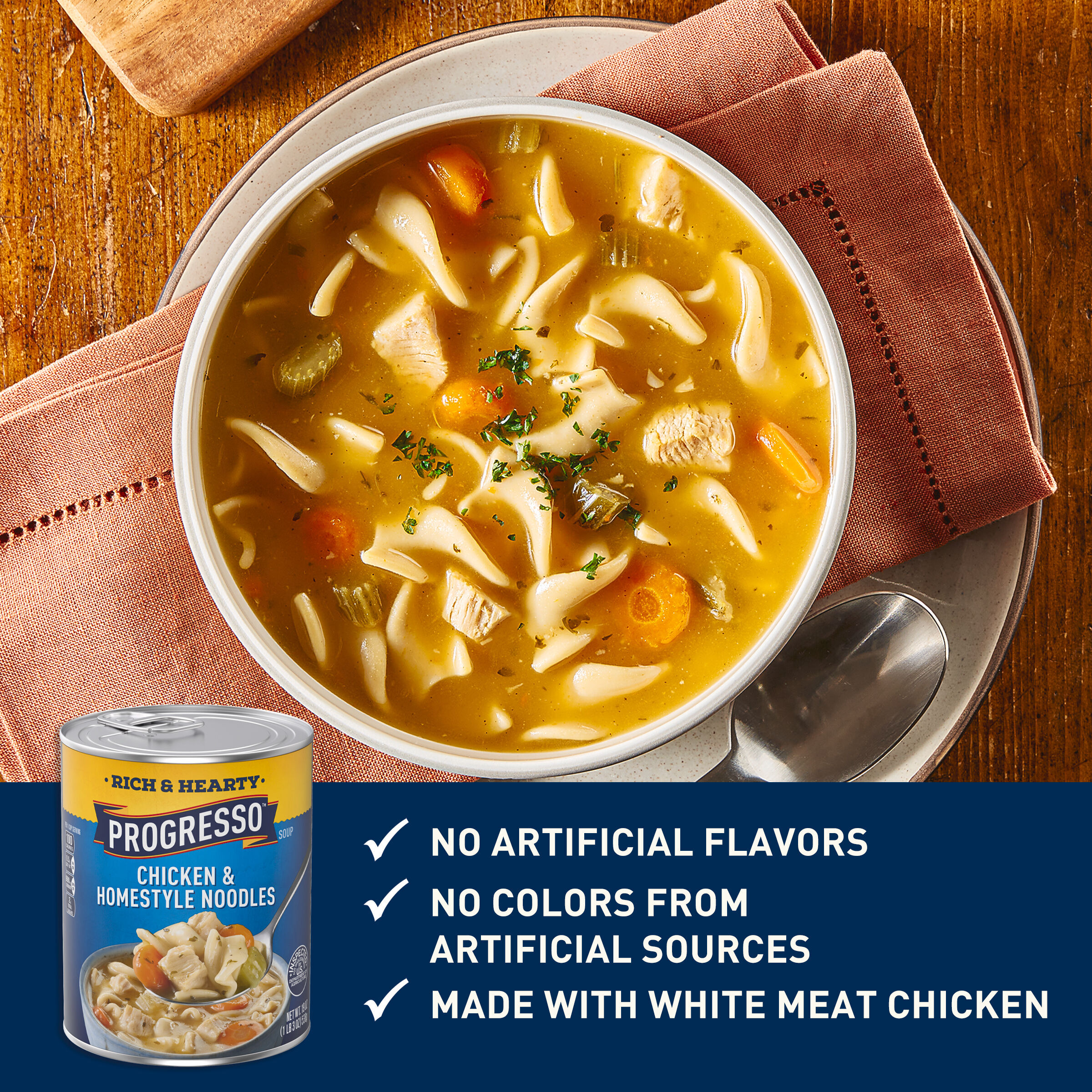 Progresso Rich & Hearty, Chicken & Homestyle Noodle Canned Soup, 19 oz. - image 4 of 9