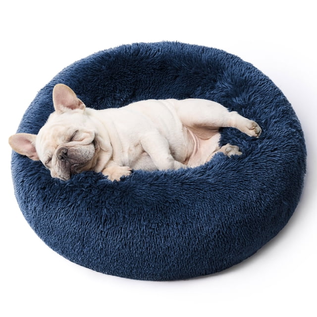 Cama para mascotas Calming Donut, lavable para perros pequeños, color azul marino