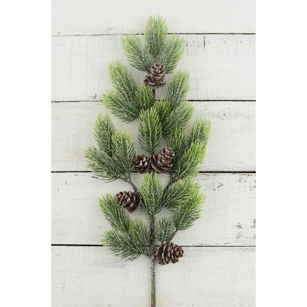 12 Artificial Pine Branches with Pine Cones 19 inch