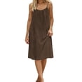 thumbnail image 4 of QUNYINEY Summer Sun Dresses Women Sleeveless Midi Solid Vacation House Dresses Beach Crew Neck Casual Backless Loose Fit Dresses, 4 of 7