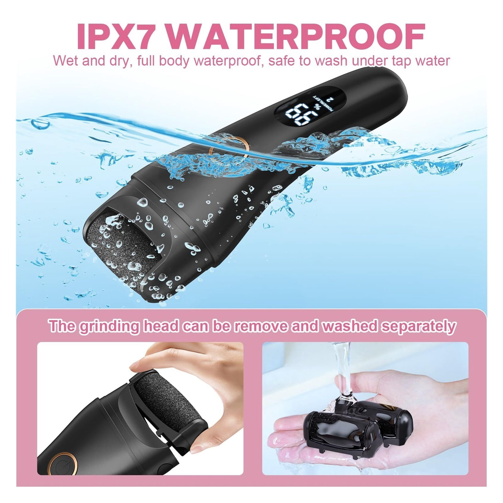 Electric Foot File - Callus Remover for Feet, Adjustable 3 Speed Foot Callus Remover with 16 in 1 Pedicure Tools Professional Foot Care, to Remove Dead Skin and Calluses Hard Skin Dry Cracks (Black)