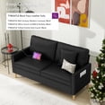 thumbnail image 6 of LAZZO 66" Black Faux Leather 2-Seater Loveseat Sofa with USB Charging, Mid-Century Modern Tufted Comfy Cloud Couch for Small Spaces, Living Room Bedroom Office Apartment, 6 of 8