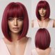 thumbnail image 1 of Brown Blonde Ombre Bob Wigs for Women Cosplay Wig with Bangs Dark Roots Gray Natural Hair Synthetic Wig qym unisex, 1 of 2
