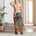 thumbnail image 2 of Fuzoiu Psychedelic Faces Colorful Print Men's Pajama Pants,Lounge Pants for Men,Lounge PJ Bottoms,Sleepwear Pants with Drawstring Pockets -XX-Large, 2 of 6