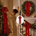 thumbnail image 6 of Long Velvet Bow, Decorative Ribbon Bow with Long Streamers, Large Christmas Tree Bow for Staircase Railing, Wreath, Mantel and Home Decor, 6 of 7
