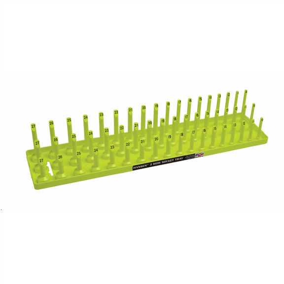 Hansen Global 1/2" Metric 3-Row Socket Tray - Hi-Viz Yellow