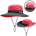 thumbnail image 5 of Foldable Buckle Hat for Women Sun Hat Outdoor UV Protection Wide Brim Ponytail Cap Packable Summer Beach Hat Adjustable Floppy Hat for Fishing Hiking Gardening [Red], 5 of 8