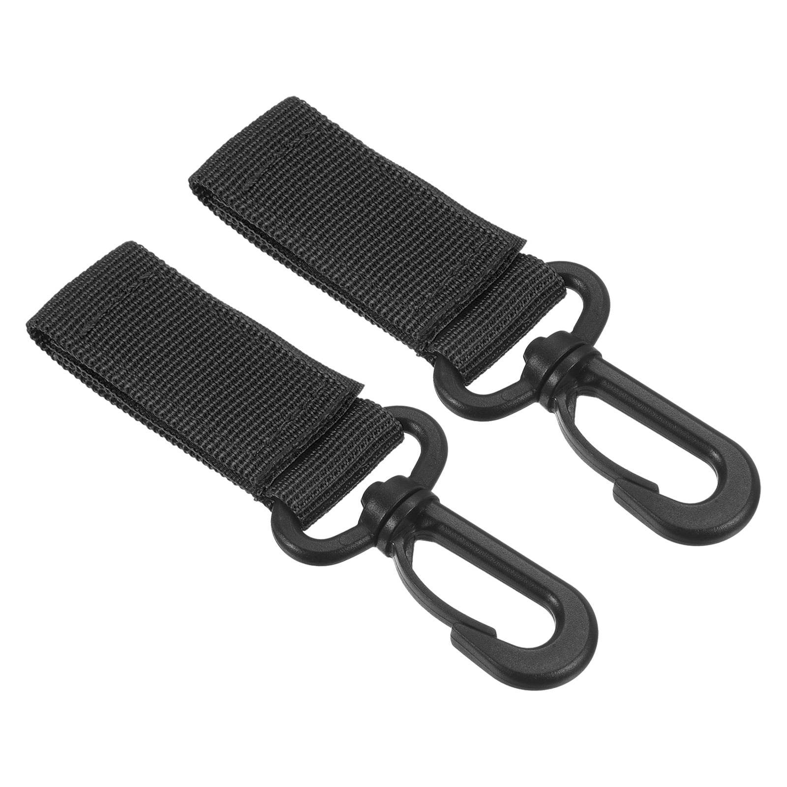 Unique Bargains Belt Keeper Key Ring 2 pack Nylon Webbing Strap Key Chain Rotate Hook Black