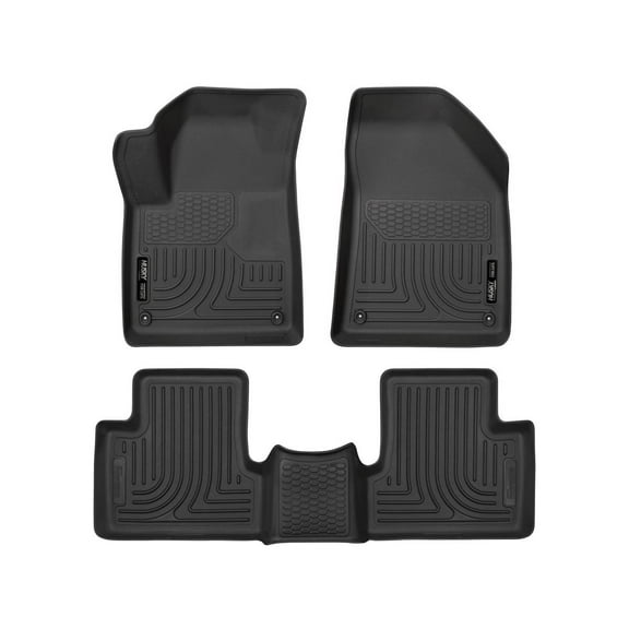 Husky Liners 99091 Weatherbeater Floor Mats Fit 2015-2023 Jeep Cherokee (w/w/o Hump in Front of Driver’s Foot Rest) - Front/2nd Seat - Black
