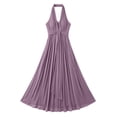 thumbnail image 6 of Karymi Halter Deep V Maxi Dress, Sleeveless Twist Front High Slit Backless Flowy Vacation Evening Gown Easter Dresses for Women 2026, 6 of 6