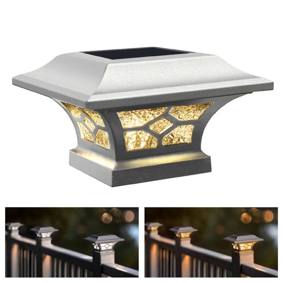 Classy Caps SLZ332W Kingston White Dual Lighted Solar Post Cap ( 2PACK)