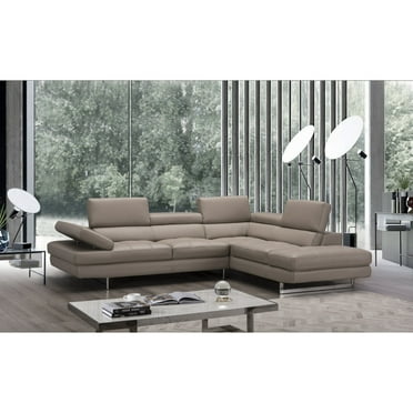 J&M Furniture A761 Italian Leather Sectional Slate Peanut In Right Hand Facing