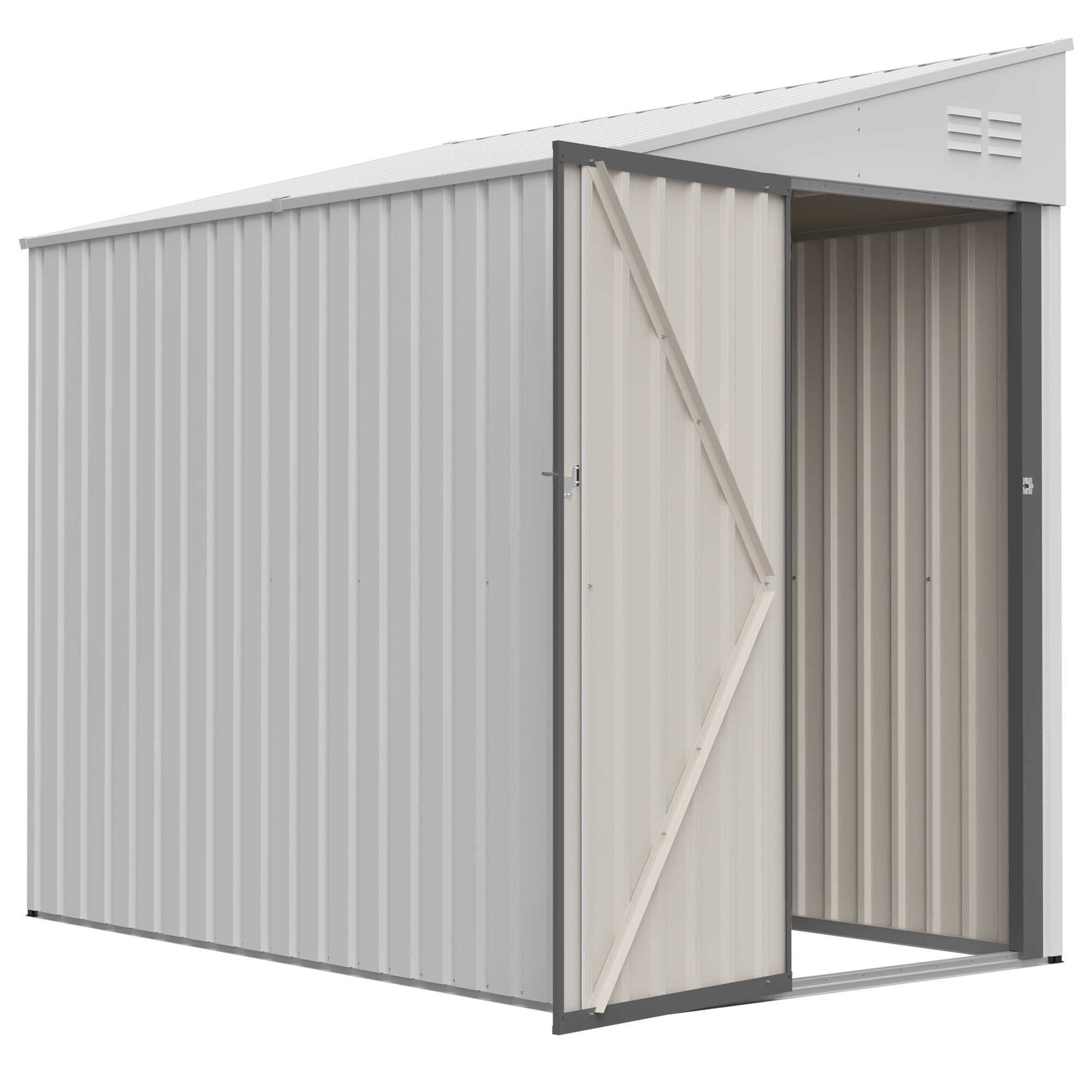 MAYEERTY 6x4FT Compact Outdoor Metal Storage Shed, Galvanized Steel Tool Shed with Lockable Door & Ventilation, All-Weather Organizer for Backyard, Garden & Patio