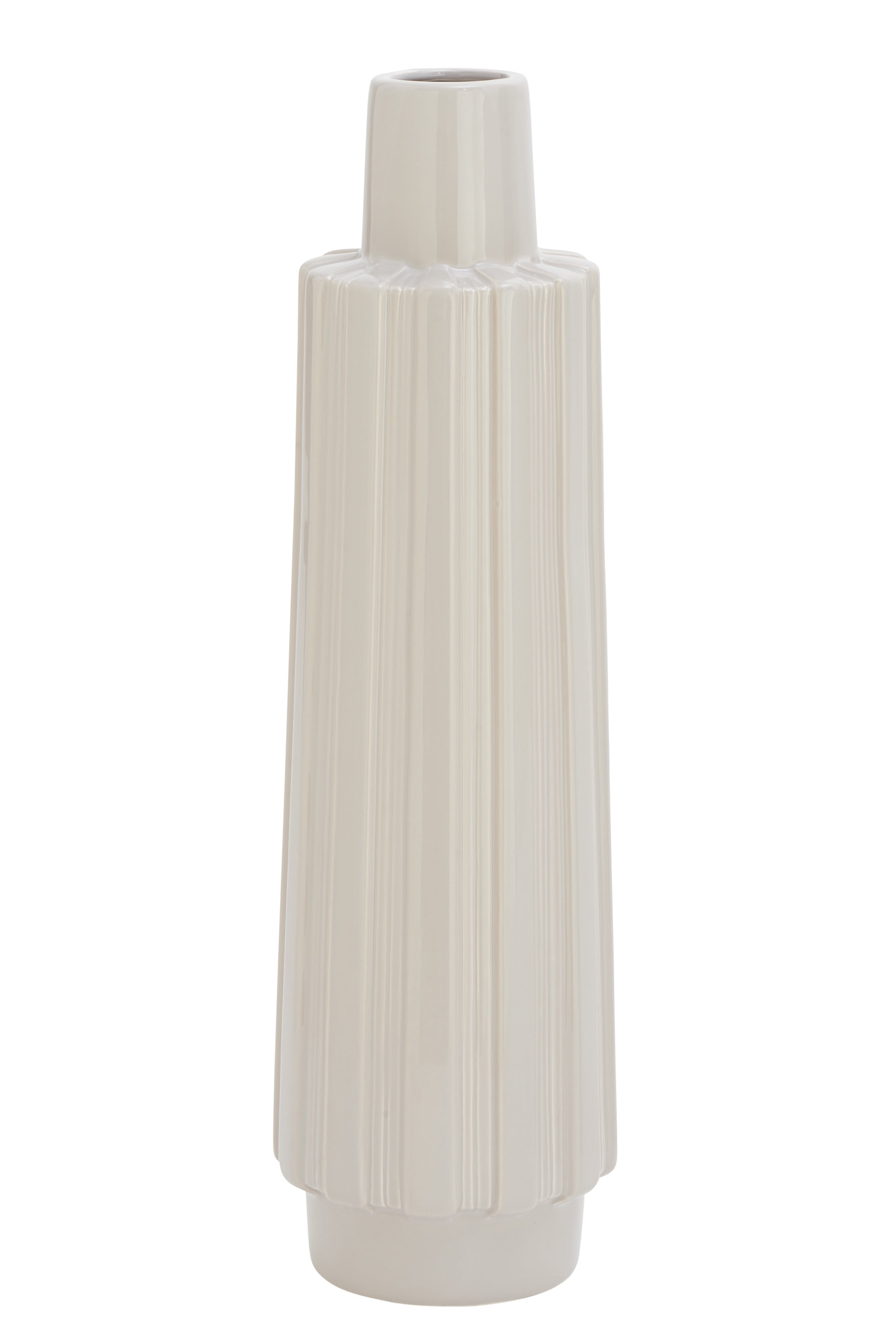 Decmode Modern 24 X 6 Inch White Slim Ceramic Vase