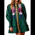 thumbnail image 1 of Vestido Camisero de Cascanueces para Mujer, con Brillo Navideño, Sudadera de Papá , Minivestido Tipo Suéter Verde L, 1 of 5
