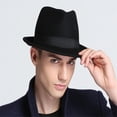 thumbnail image 2 of Hirigin Unisex Vintage Jazz Hat Classic Manhattan Gangster Cap, 2 of 3