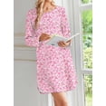 thumbnail image 5 of KISSGAL 2 Pack Nightgowns for Women Long Sleeve Nightshirts Soft Crew Neck Pajamas Dress Sleepwear ,Floral Printed , S-XXXL, 5 of 6