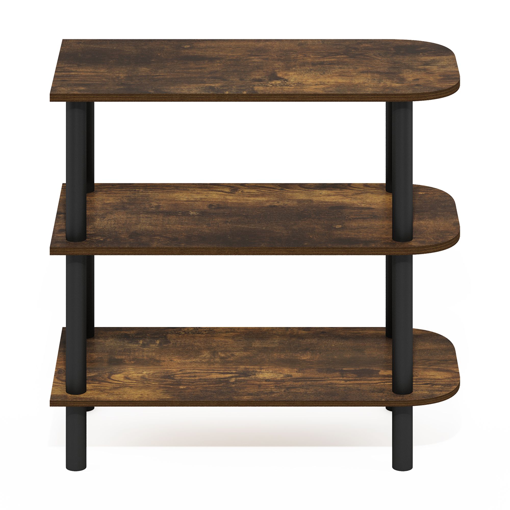 Furinno TURN-N-TUBE 26-Inch 3-Tier Curved Freestanding Shoe Amber Pine/Black