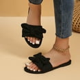 thumbnail image 6 of Viluyesy Women's Slides Sandals, Slip-On Round Toe Solid Color Bow Summer Casual Beach Flat Slippers Black, 6 of 8
