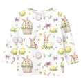 thumbnail image 4 of Riecok Easter Girls T Shirts Round Neck 3/4 Sleeve Oversized T Shirts Kids All-match Fashion Lightweight Comfortable Clothes Trendy White 7 Years, 4 of 5