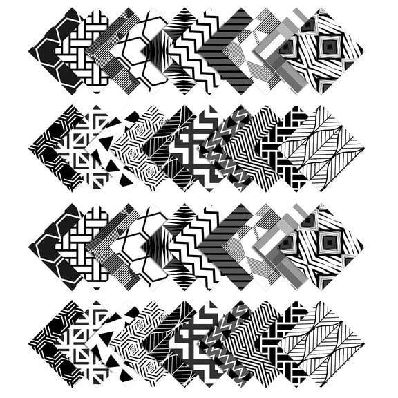 Soimoi Geometric Print Precut 5-inch Cotton Fabric Quilting Squares Charm Pack DIY Patchwork Sewing Craft-White & Black