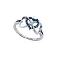 thumbnail image 1 of FB Jewels 10kt White Gold Womens Round Blue Color Enhanced Diamond Triple Trinity Heart Ring 1/10 Cttw, 1 of 1