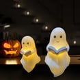 Cute Ghost Reading Book Lamp – Halloween Light-Up Figurine Night Light, Warm Glow, USB-Powered, Perfect For Mantel, Bedside, Or Shelf Decor