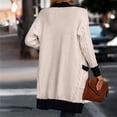 thumbnail image 4 of VISALY Long Cardigans Cardigan with Pockets Fall Cable Knit Cardigan Sweaters Casual Long Sleeve Open Front Loose Outerwear Coats Chunky Cardigan Sweaters Plus Size Cardigan Lightweight Beige M, 4 of 5