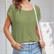 thumbnail image 2 of Camisas de Manga Corta Mujeres de Moda de Color Sólido Cuello Redondo de Punto Superior, Grande Blusa de Poliéster Casual para el Verano Al Aire Libre Y el Uso Diario, 2 of 4