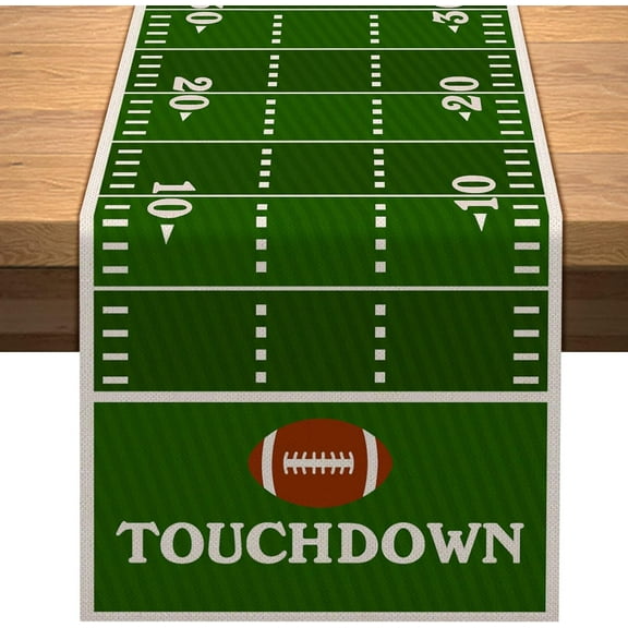 American Football Court Table Runner Touch Down Boy Sport Football Birthday Party Decorations Kitchen Dining Home Table Decor (13.8" x 71")
