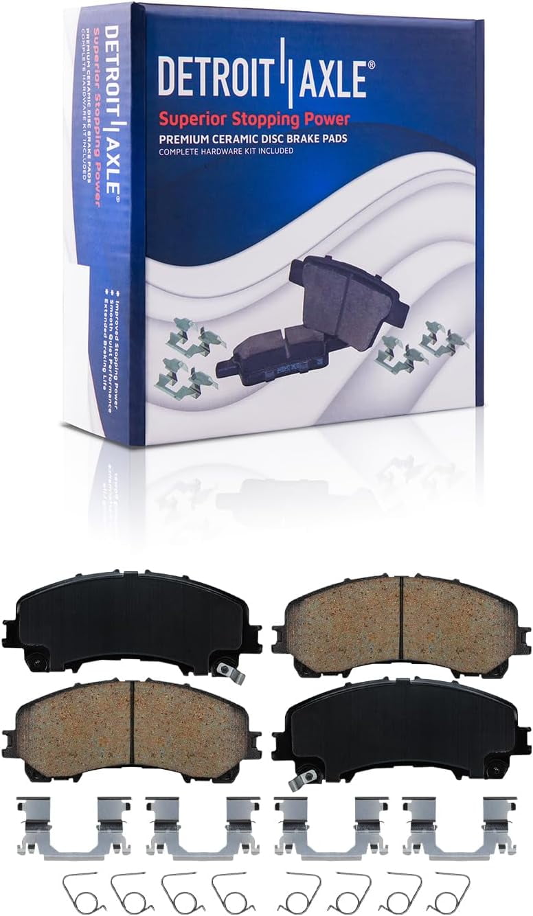 Detroit Axle - Brake Kit for 2014-2024 Infiniti Q50, 2017-2022 Q60, Drilled Slotted Disc Brake Rotors Ceramic Brake Pads : 12.60" inch Front and 12.13" inch Rear Rotors