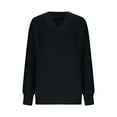 thumbnail image 4 of Vivianyn HD Women's Waffle Knit V Neck Sweater, Long Sleeve Casual Knit Pullover,Black,Size S-L, 4 of 6