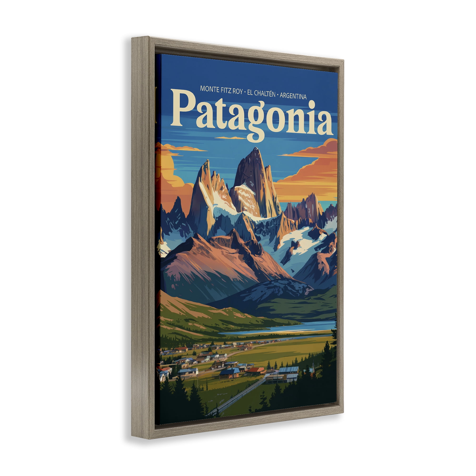 Stupell Industries Patagonia Valley Landscape Brown Framed Floater Canvas Wall Art, design by Andreas Magnusson