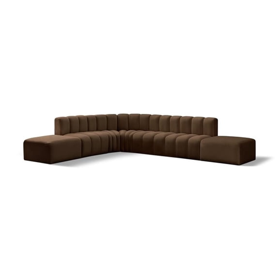 Meridian Furniture Arc Brown Velvet Modular Sectional