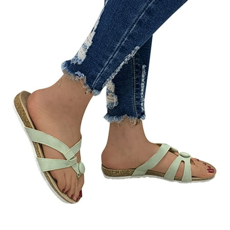 

Aayomet House Slippers Sandals For Women Ladies Fashion Solid Flat Slippers Sandals Casual Shoes Mint Green 8.5