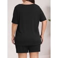 thumbnail image 5 of Daystry Womens Plus Size Pajama Sets 2 Piece Summer Short Sleeve Tops Shorts with Pockets for Lounge Sleepwear L-4XL, 5 of 9