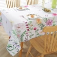 thumbnail image 2 of Spring Summer Tablecloth Rectangle 60x 84 Inch Spill Proof Wrinkle Free Watercolor Wildflower Eucalyptus Leaves Butterfly Floral Table Cloth, Fabric Table Cover for Dining/Party/Indoor/Outdoor, Green, 2 of 7