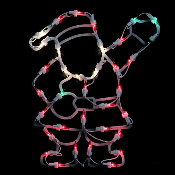 Northlight Lighted Waving Santa Christmas Window Silhouette - 13" - Multicolor Lights