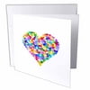 3dRose Rainbow love heart of hearts made of colorful romantic confetti - cute multicolor - valentines day, Greeting Cards, 6 x 6 inches, set of 12