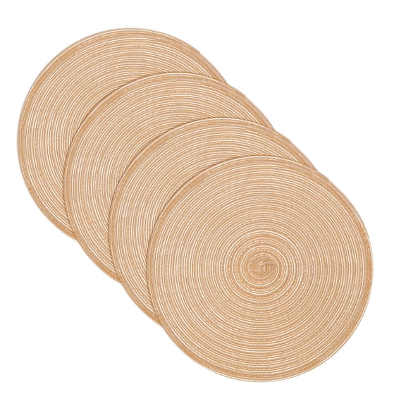 Uxcell 4 Pcs Round Woven Placemats, 11.8 Inch Braided Washable Placemat Heat Resistant Decorative Place Mat for Kitchen Dining Table Countertop, Khaki